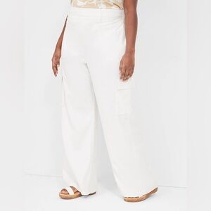 Lane Bryant White Soft Linen Blend Pants - New - Size 22